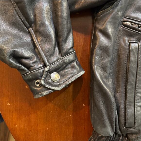 Vintage Mens Lined Wilsons Leather Black Bomber Removable Liner Distressed - Picture 5 of 15